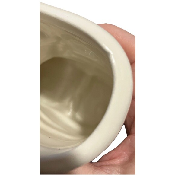 VNTG Ceramic Santa Boot Planter Holly Cream Green 4” Vintage Christmas Planter - Picture 11 of 13